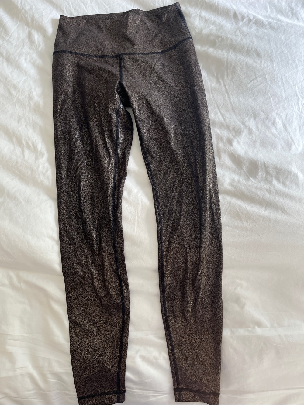 lululemon athletica Metallic Rose Gold Black High-Rise Leggings